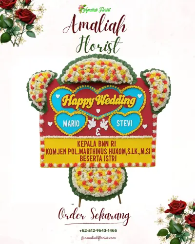 Karangan Papan Bunga Pernikahan di Karangampel